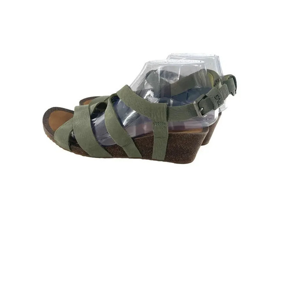 Teva Mahonia Cross Strap Comfortable Leather Wedge Sandals Green size US 9 EU 40 - Picture 7 of 16